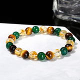 Natural Yellow Tiger's Eye Green Agate Citrine Bracelet