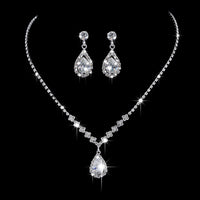 Full Rhinestone Zircon Water drop Jewelry Set