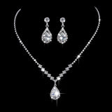 Full Rhinestone Zircon Water drop Jewelry Set