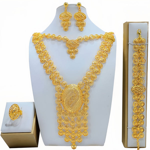 Majestic Radiance – Arabic Bridal Jewelry Set (Gold-Plated)