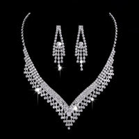 Full Rhinestone Zircon Water drop Jewelry Set