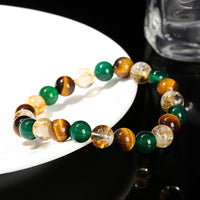 Natural Yellow Tiger's Eye Green Agate Citrine Bracelet