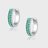 Sterling Silver Fashion Circle Round Ear Buckle Full Bored Colorful Zircon Earrings