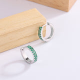 Sterling Silver Fashion Circle Round Ear Buckle Full Bored Colorful Zircon Earrings