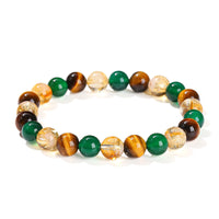 Natural Yellow Tiger's Eye Green Agate Citrine Bracelet