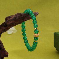 Natural Green Agate Bracelet Female S925 Sterling Silver Retro Simple