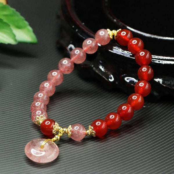 Red Agate Strawberry Quartz Bracelet Fashion New Chinese Style