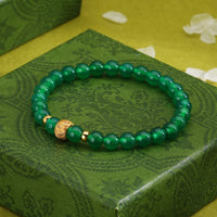 Natural Green Agate Bracelet Female S925 Sterling Silver Retro Simple