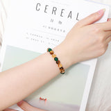 Natural Yellow Tiger's Eye Green Agate Citrine Bracelet