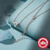 S925 Sterling Silver Triangle Diamond Short Necklace