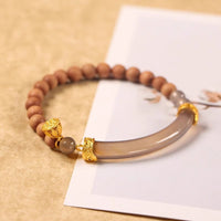 Sandalwood Smoke Purple Agate Double Bracelet