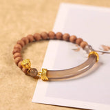Sandalwood Smoke Purple Agate Double Bracelet