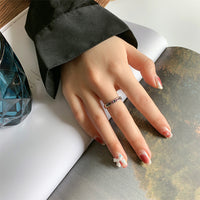 S925 Sterling Silver  Rainbow Zircon Ring
