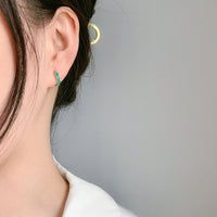 Sterling Silver Fashion Circle Round Ear Buckle Full Bored Colorful Zircon Earrings
